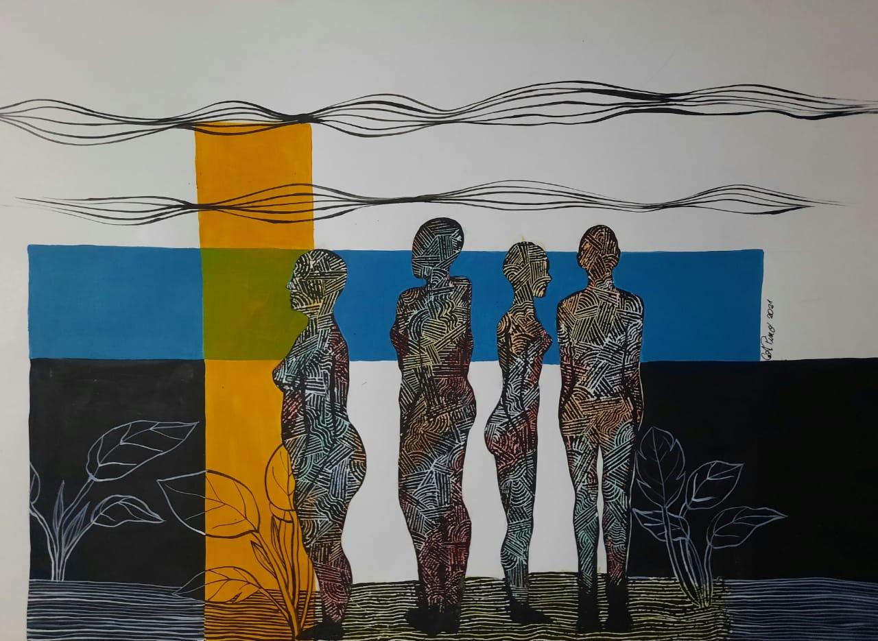 Técnica: Esgrafiado y acrílico sobre papel. Medidas: 35x50 cm. 2021