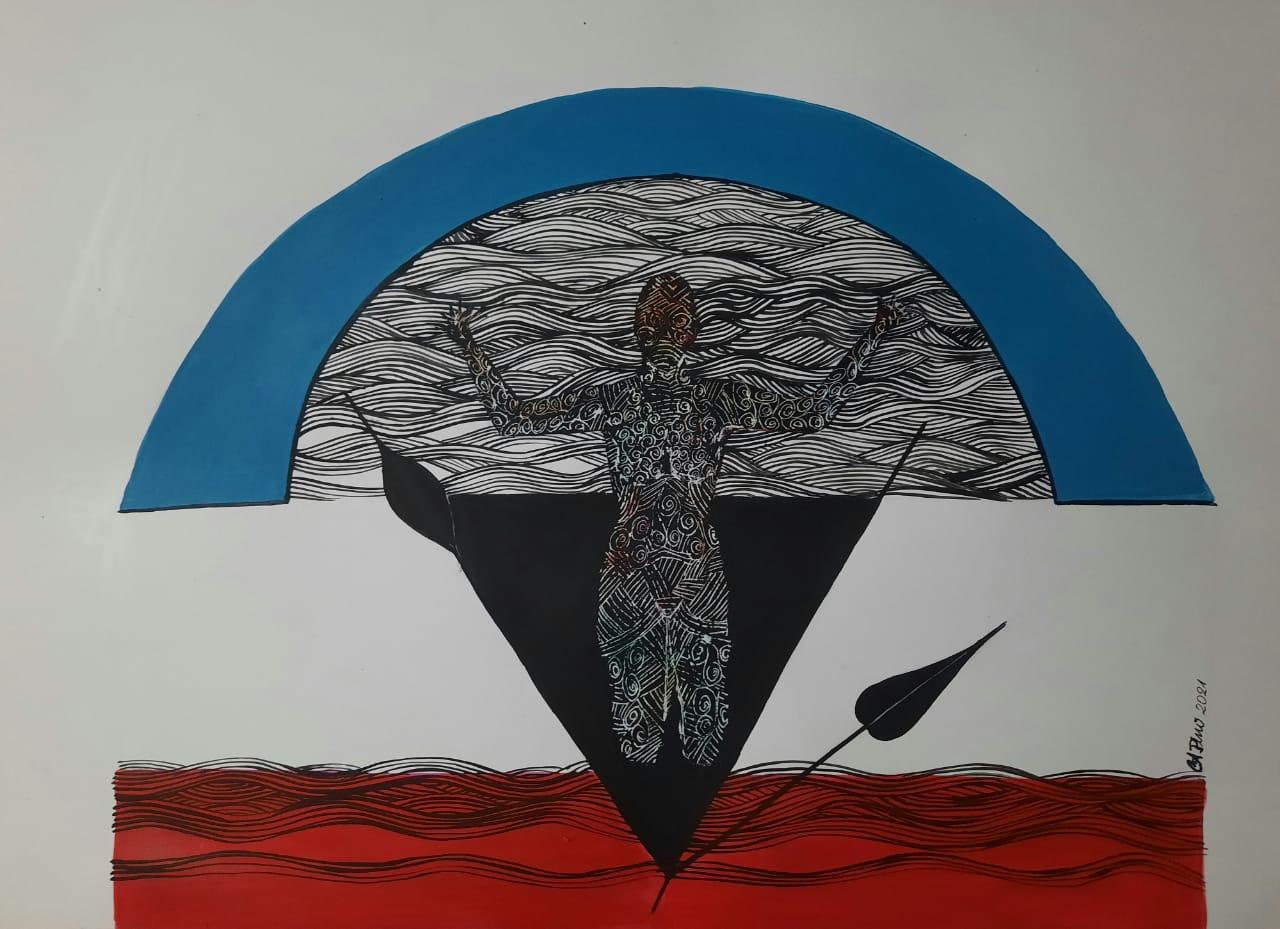 Técnica: Esgrafiado y acrílico sobre papel. Medidas: 35x50 cm. 2021 