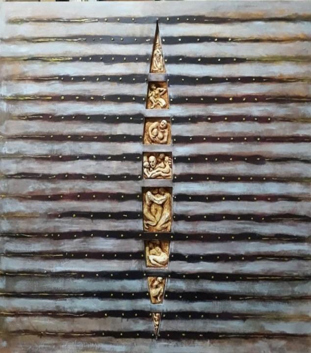 Técnica mixta sobre lienzo. Medidas: 103x103 cm.. 2019
