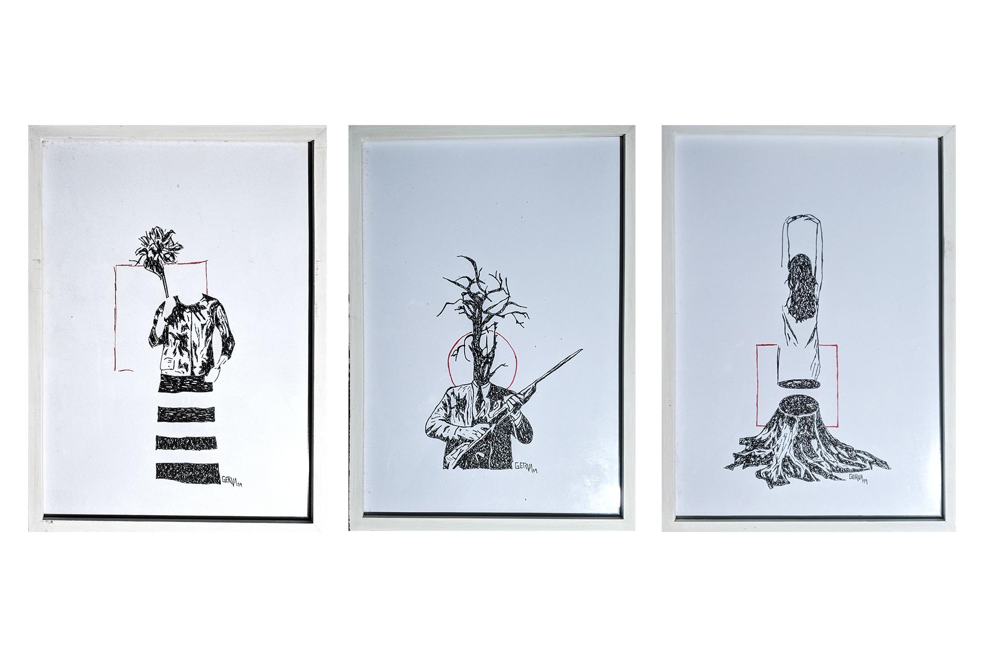 Tinta sobre papel. Medidas: 96x32,7 cm. 2019