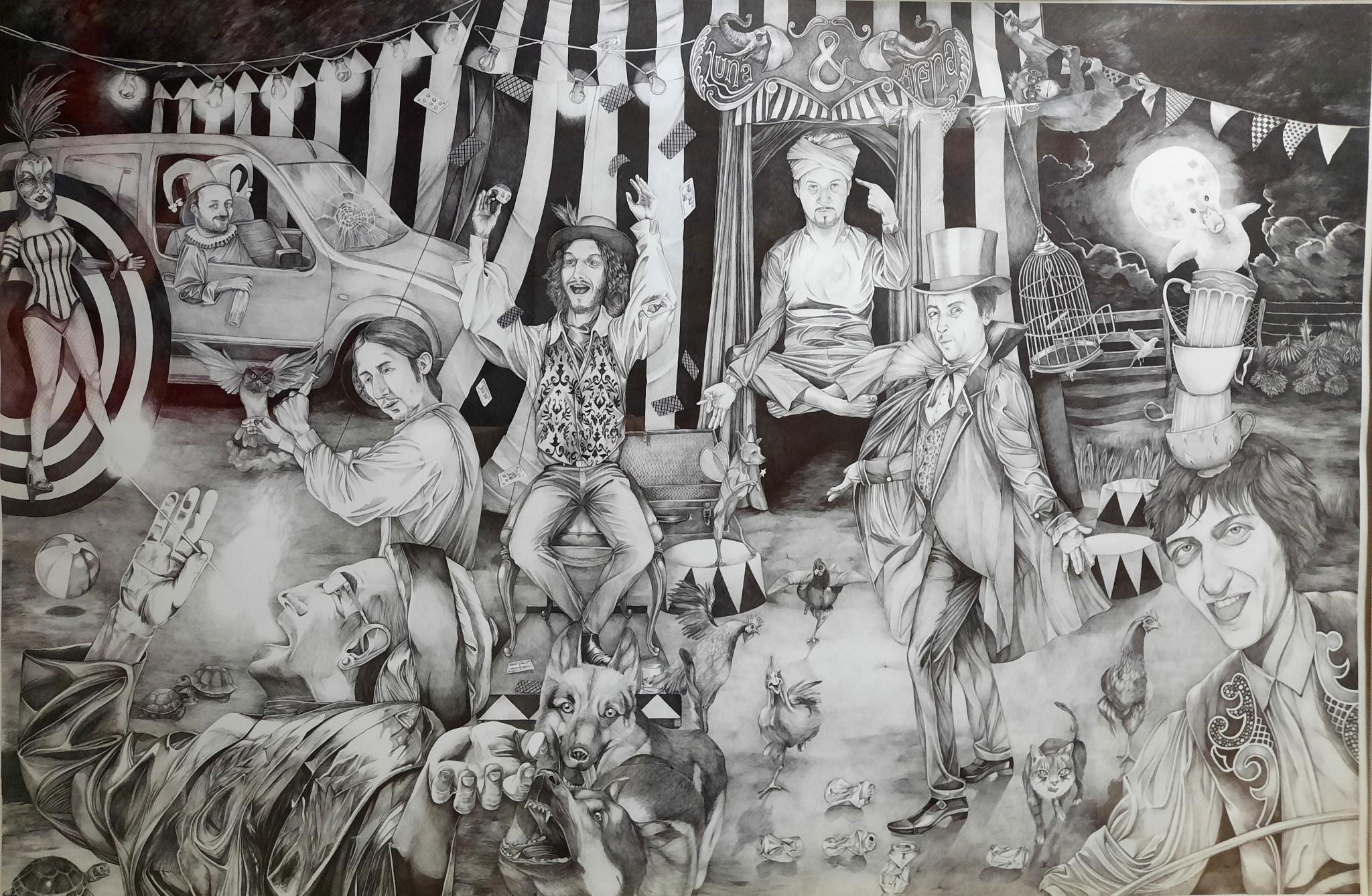 VENDIDO - Dibujo con birome sobre papel. Medidas 120x150cm.