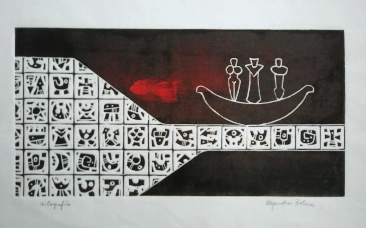 Xilografía. Medidas 20x40 cm.