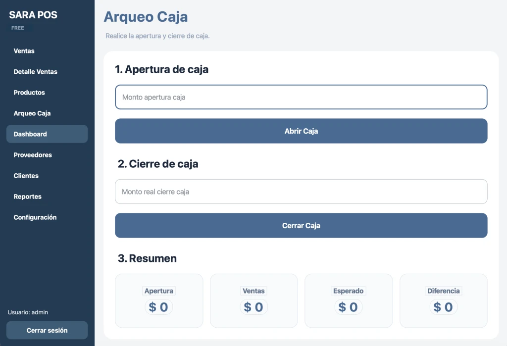 SARA POS pantalla 5