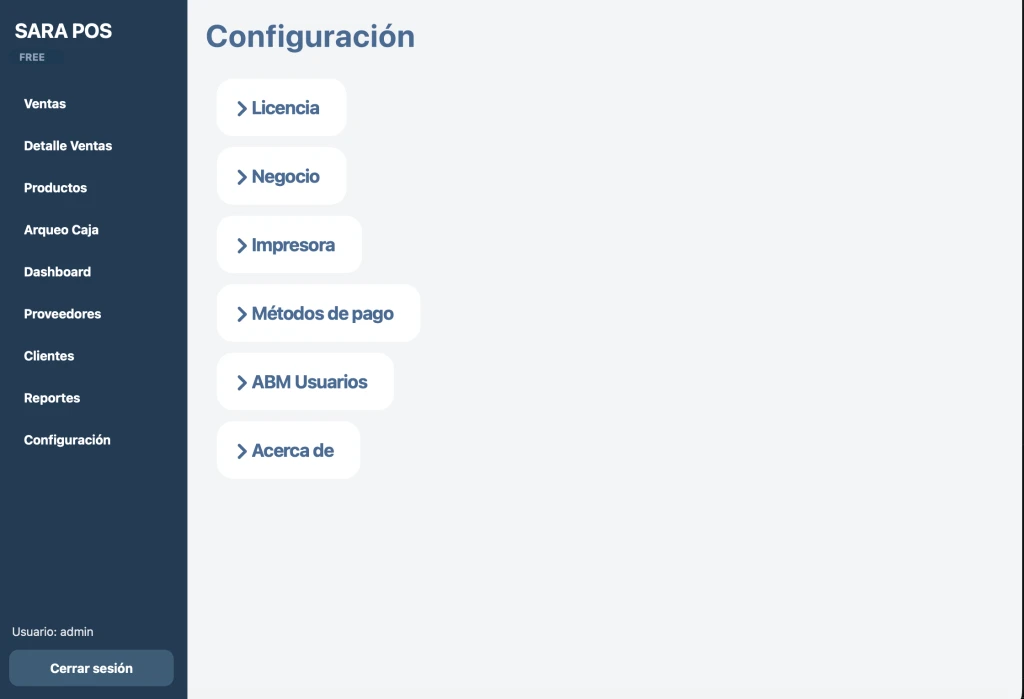 SARA POS pantalla 6
