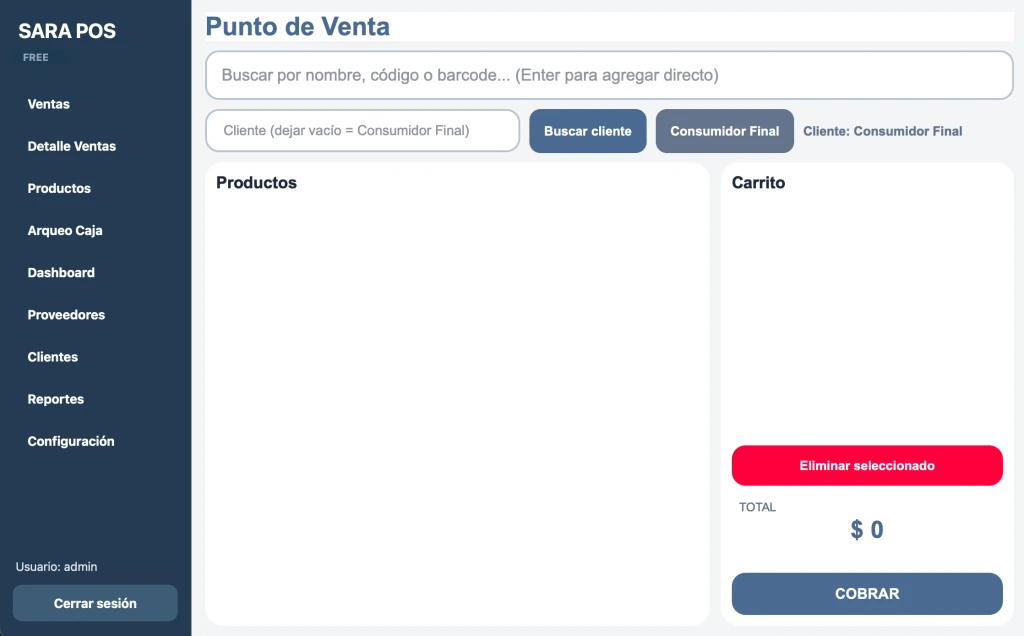 Módulo punto de venta SARA POS