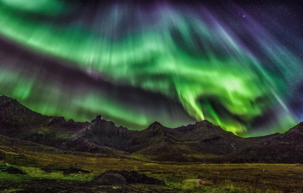 High-probability Aurora Borealis displays over Reykjanes coastal wilderness zones.