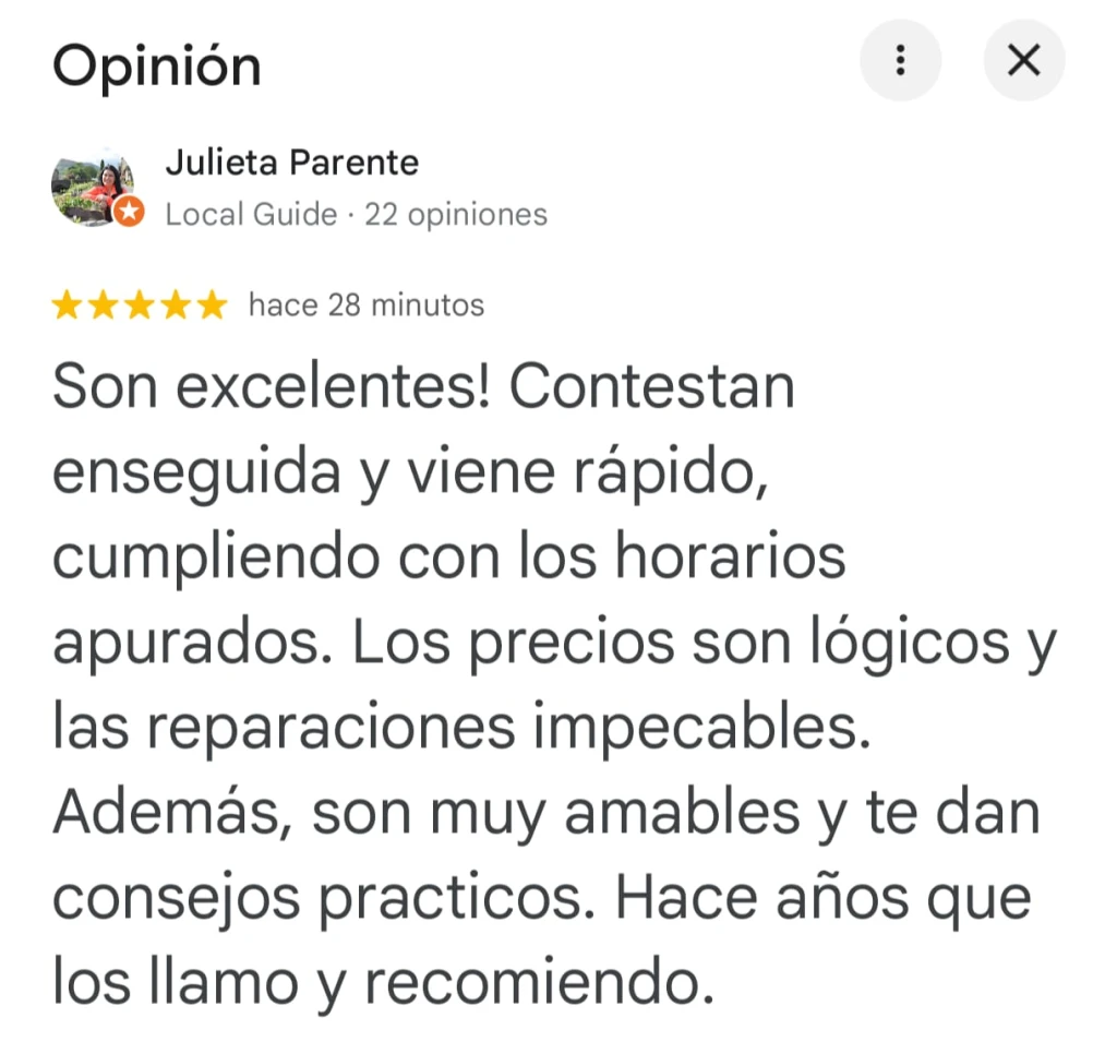reseña de cliente en google