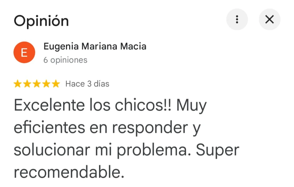 reseña de cliente en google