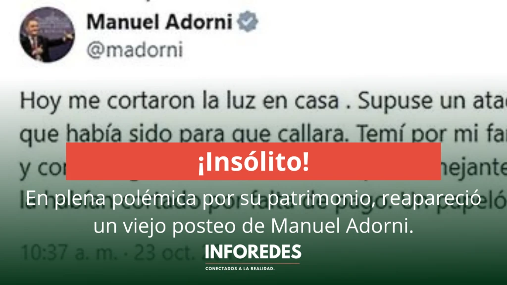 Adorni, los millones y una vieja anécdota que volvió a circular: cuando le cortaron la luz por falta de pago