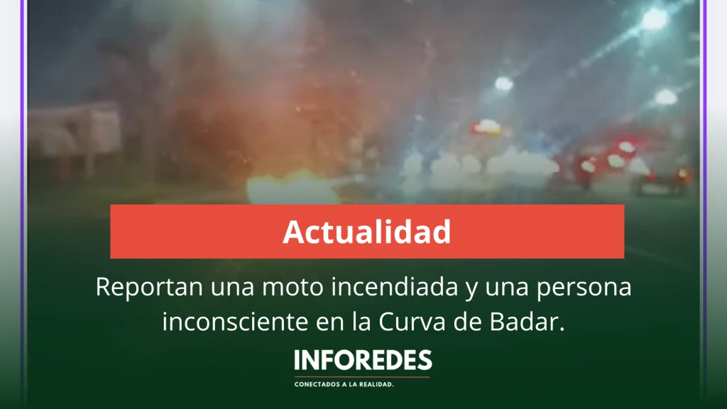 Confuso episodio en San Vicente: reportan una moto incendiada y una persona inconsciente sobre avenida Perón