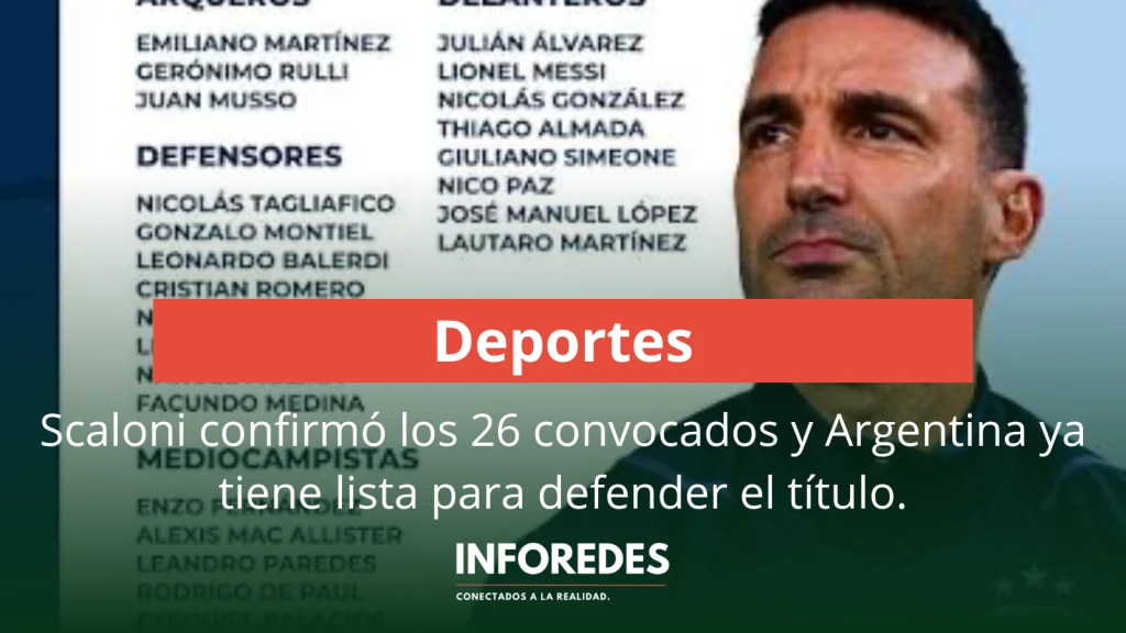 Scaloni confirmó los 26 convocados y Argentina ya tiene lista para defender el título