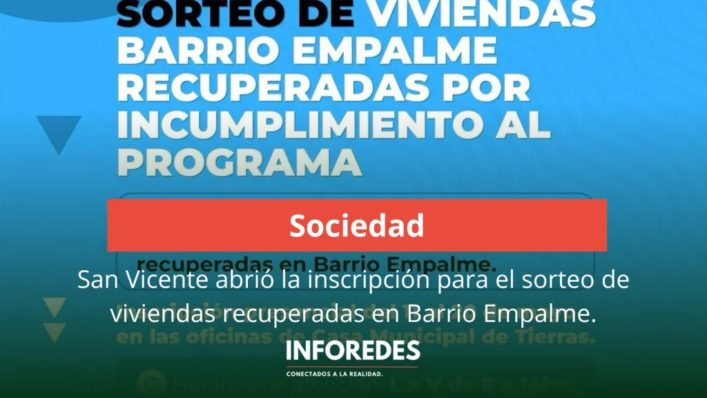 San Vicente abrió la inscripción para el sorteo de viviendas recuperadas en Barrio Empalme