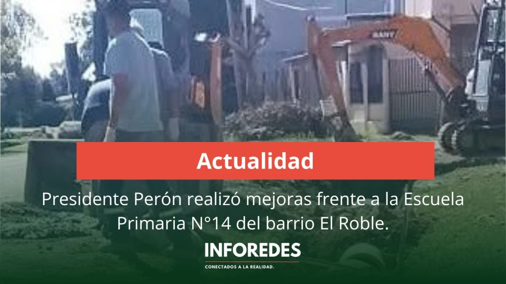 Presidente Perón realizó mejoras frente a la Escuela Primaria N°14 del barrio El Roble