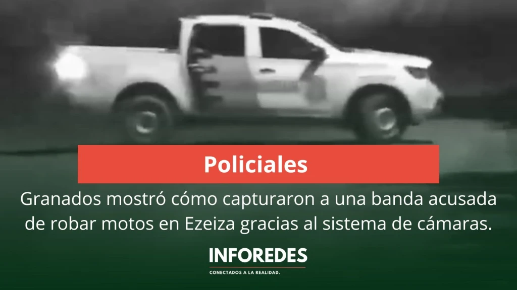 Granados mostró cómo capturaron a una banda acusada de robar motos en Ezeiza gracias al sistema de cámaras