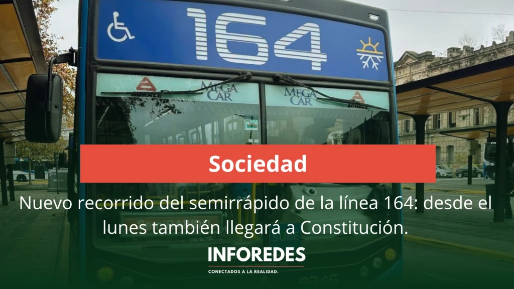Nuevo recorrido del semirrápido de la línea 164: desde el lunes también llegará a Constitución