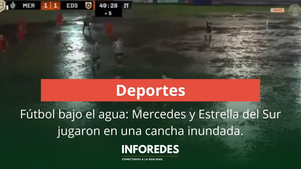 Fútbol bajo el agua: un partido de la Primera C se jugó en una cancha completamente inundada y las imágenes se volvieron virales