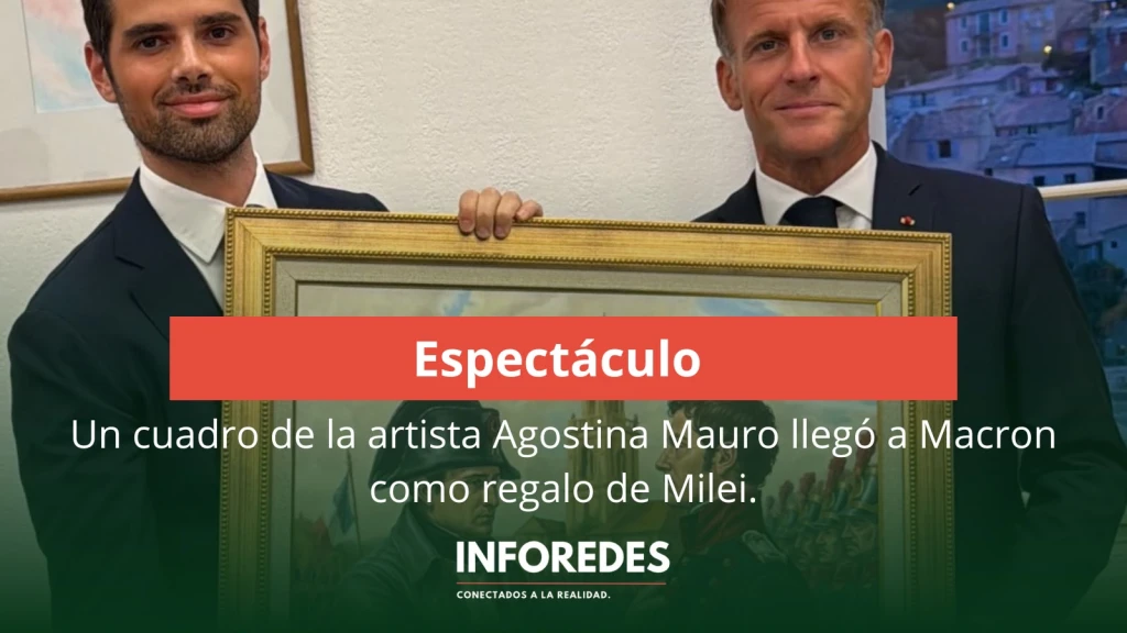 Un cuadro de la artista Agostina Mauro llegó a Macron como regalo de Milei.