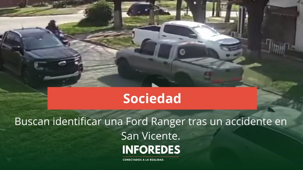 Buscan identificar una Ford Ranger tras un accidente en San Vicente.