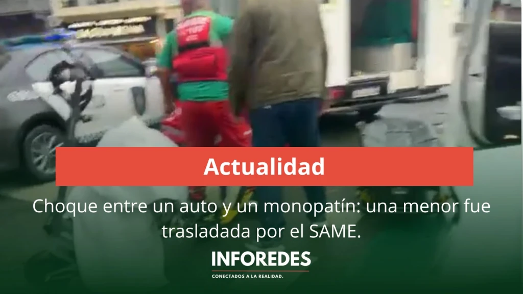 Choque entre un auto y un monopatín: una menor fue trasladada por el SAME