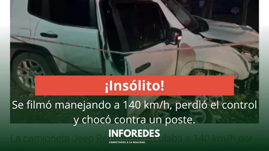Se filmó manejando a 140 km/h, perdió el control y chocó contra un poste en Escobar