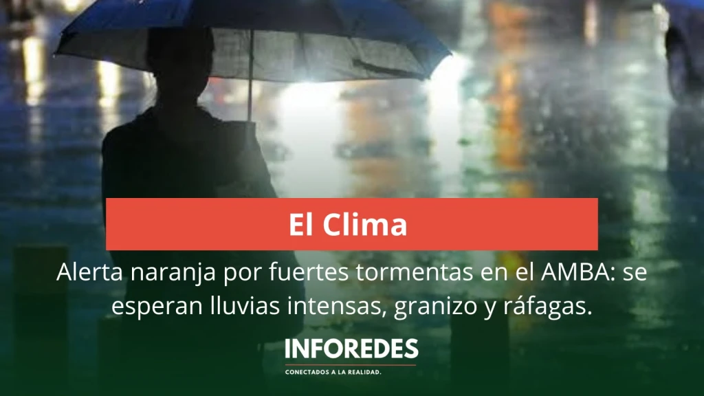 Alerta naranja por fuertes tormentas en el AMBA: se esperan lluvias intensas, granizo y ráfagas