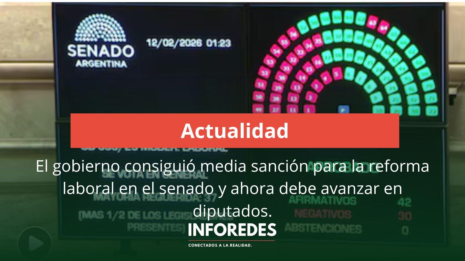 El gobierno consiguió media sanción para la reforma laboral en el senado y ahora debe avanzar en diputados