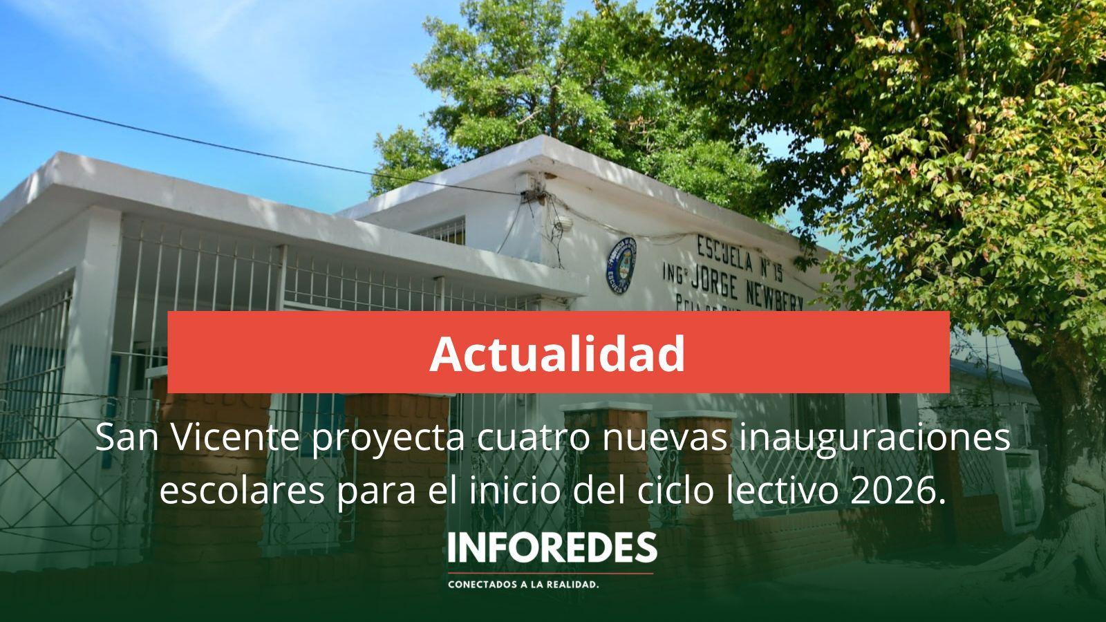 San Vicente proyecta cuatro nuevas inauguraciones escolares para el inicio del ciclo lectivo 2026