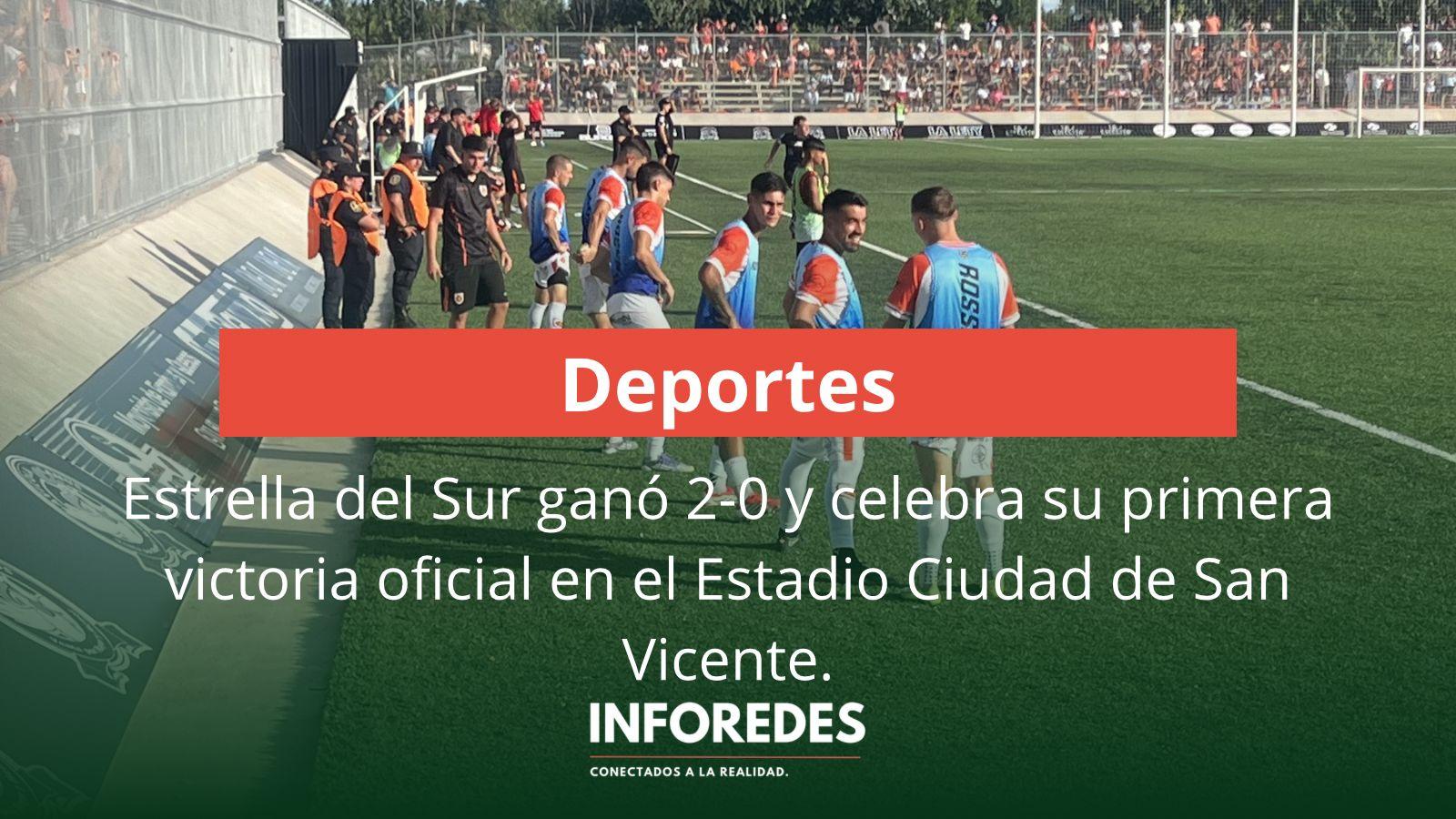Estrella del Sur ganó 2-0 y celebra su primera victoria oficial en el Estadio Ciudad de San Vicente