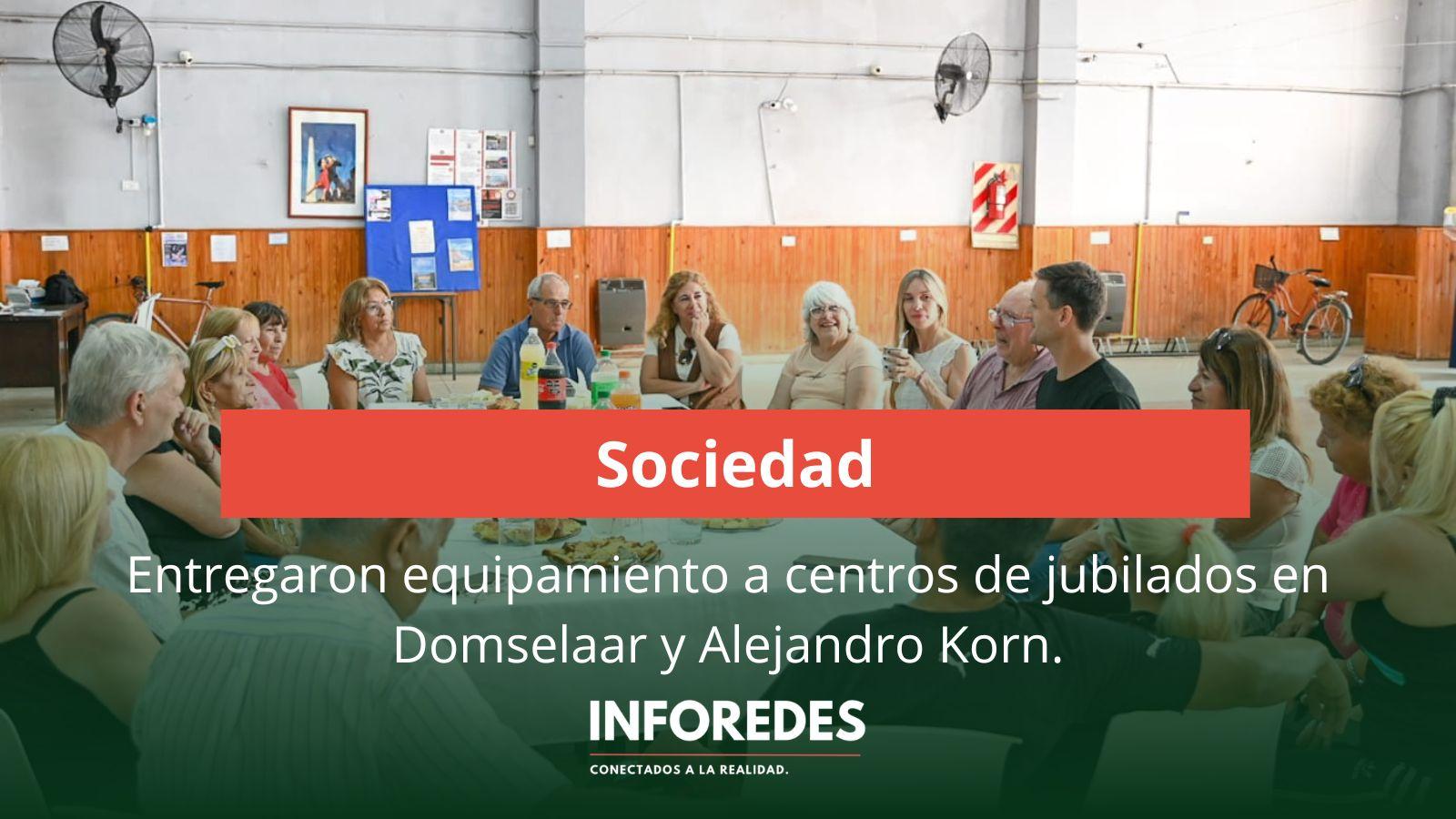 Entregaron equipamiento a centros de jubilados en Domselaar y Alejandro Korn