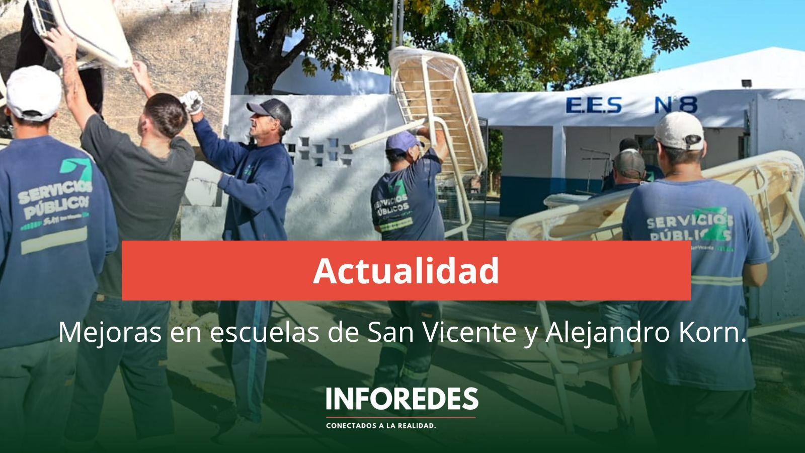 San Vicente: incorporan mobiliario en una secundaria y avanzan obras deportivas en la Técnica N°3