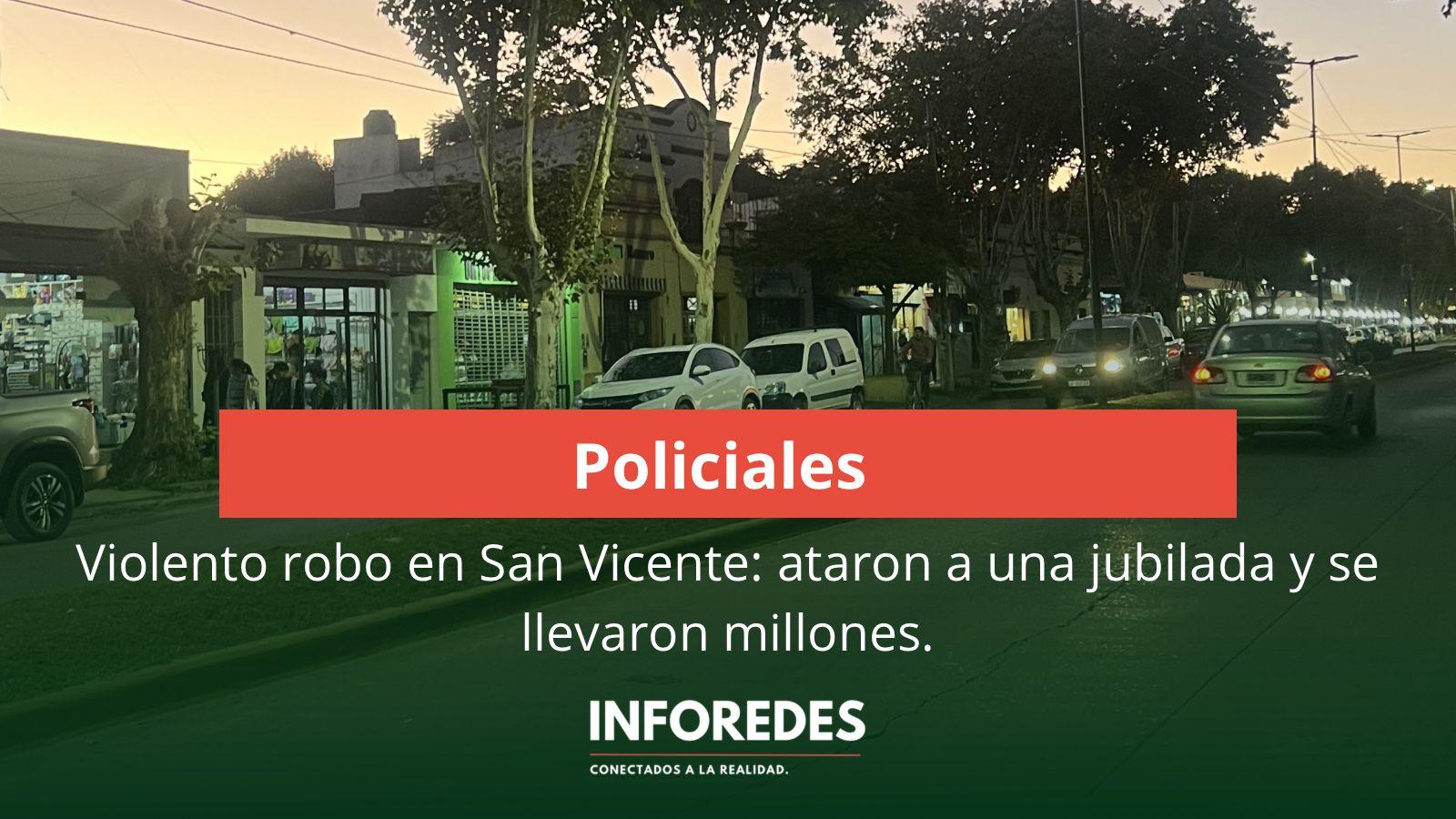 Violento robo en San Vicente: ataron a una jubilada y se llevaron millones