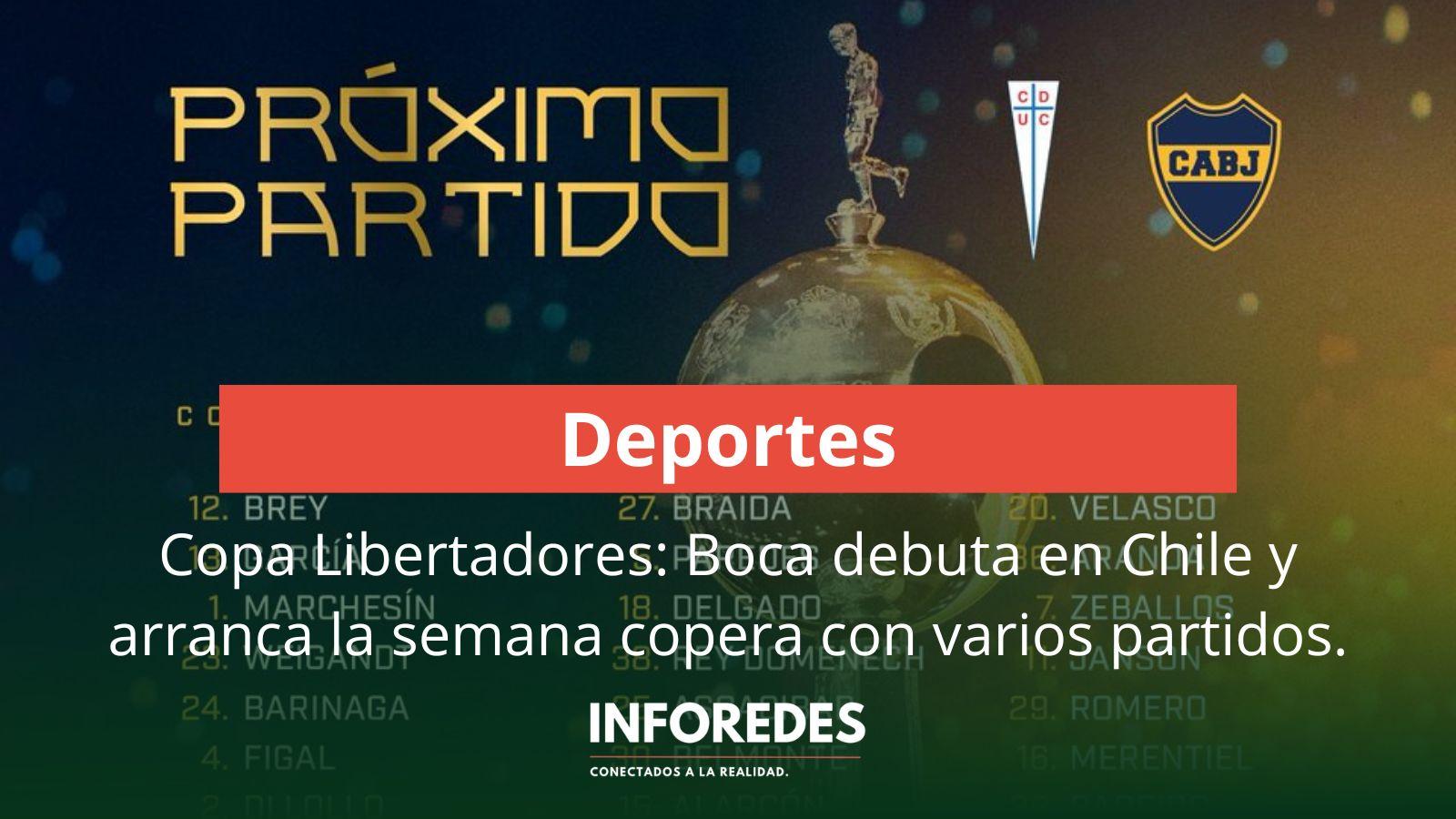 Copa Libertadores: Boca debuta en Chile y arranca la semana copera con varios partidos
