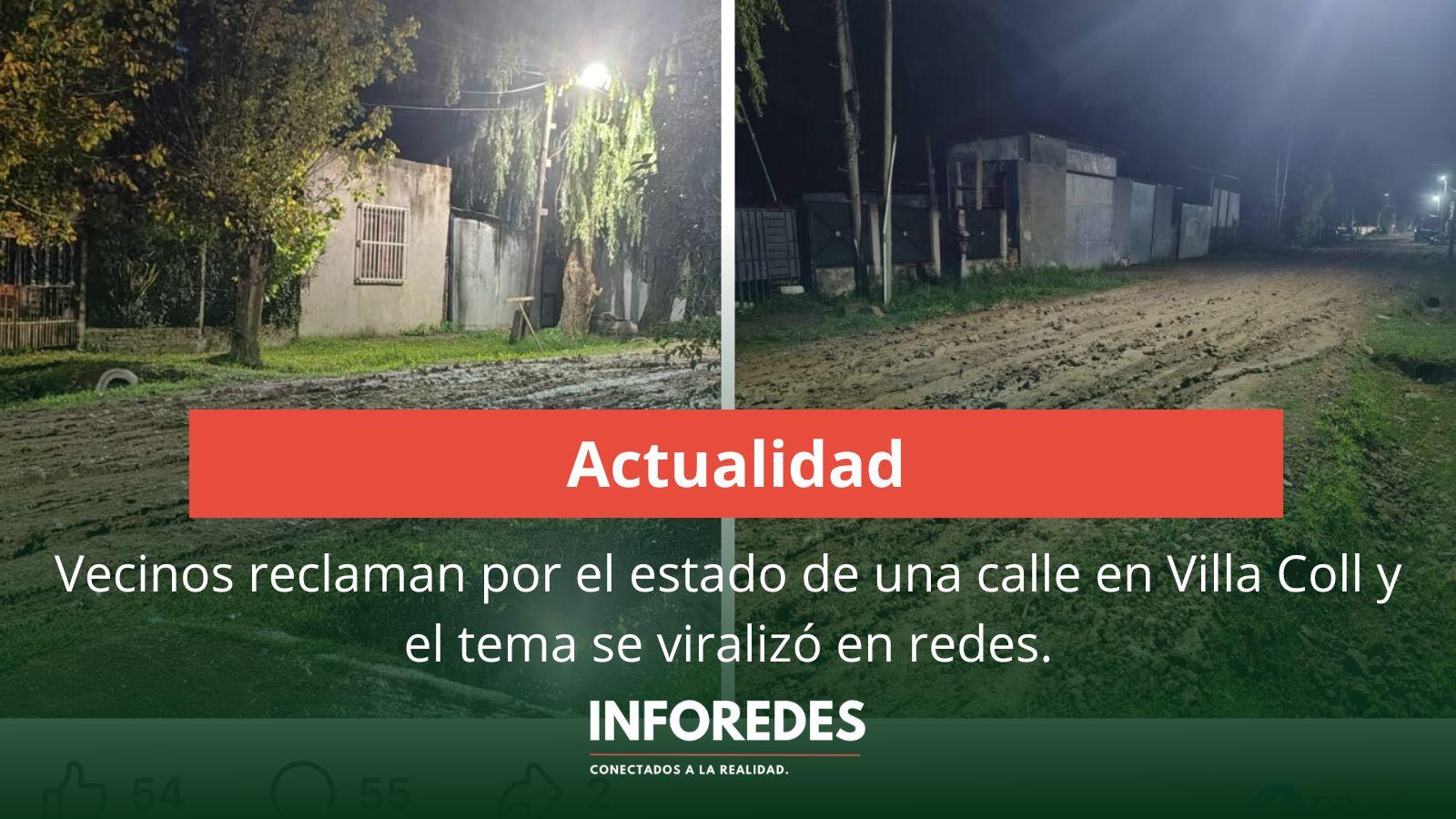Vecinos reclaman por el estado de una calle en Villa Coll y el tema se viralizó en redes