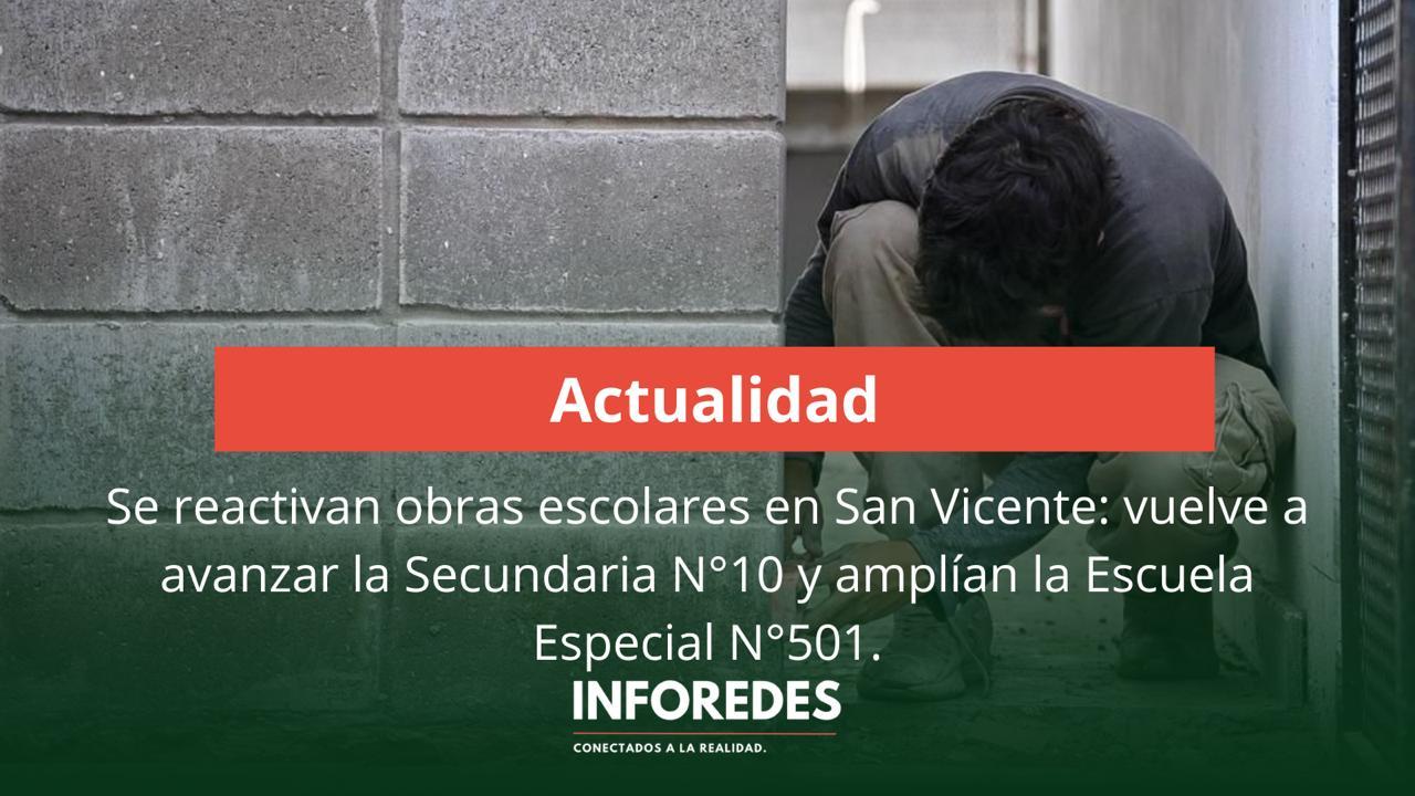 Se reactivan obras escolares en San Vicente: vuelve a avanzar la Secundaria N°10 y amplían la Escuela Especial N°501