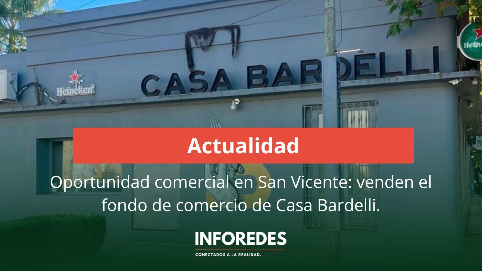 Oportunidad comercial en San Vicente: venden el fondo de comercio de Casa Bardelli