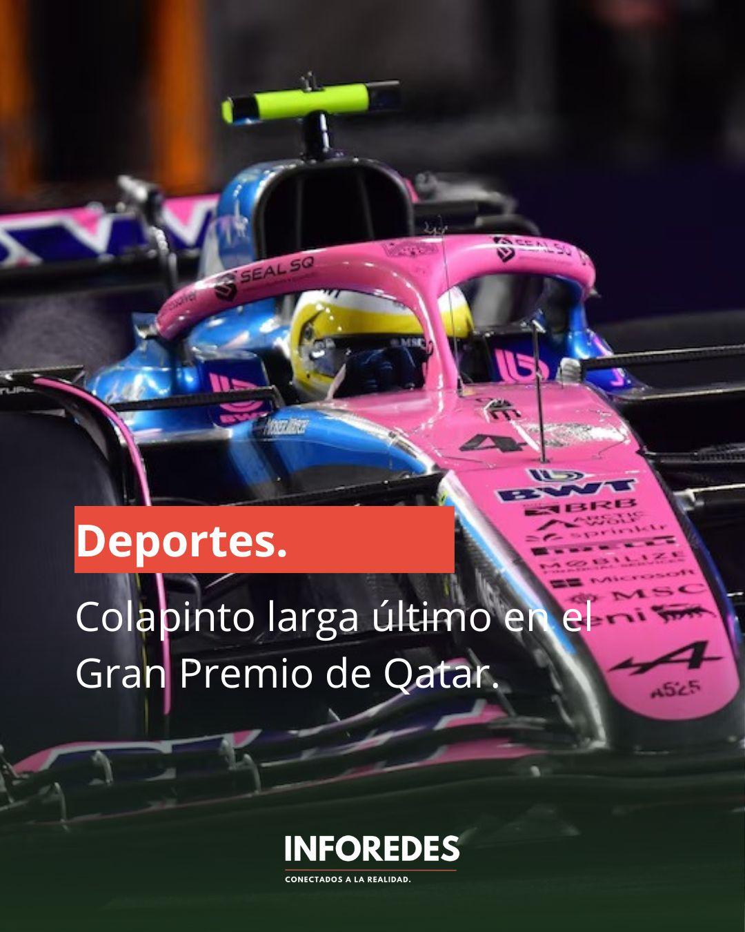 Colapinto largara ultimo en el Gran Premio de Qatar