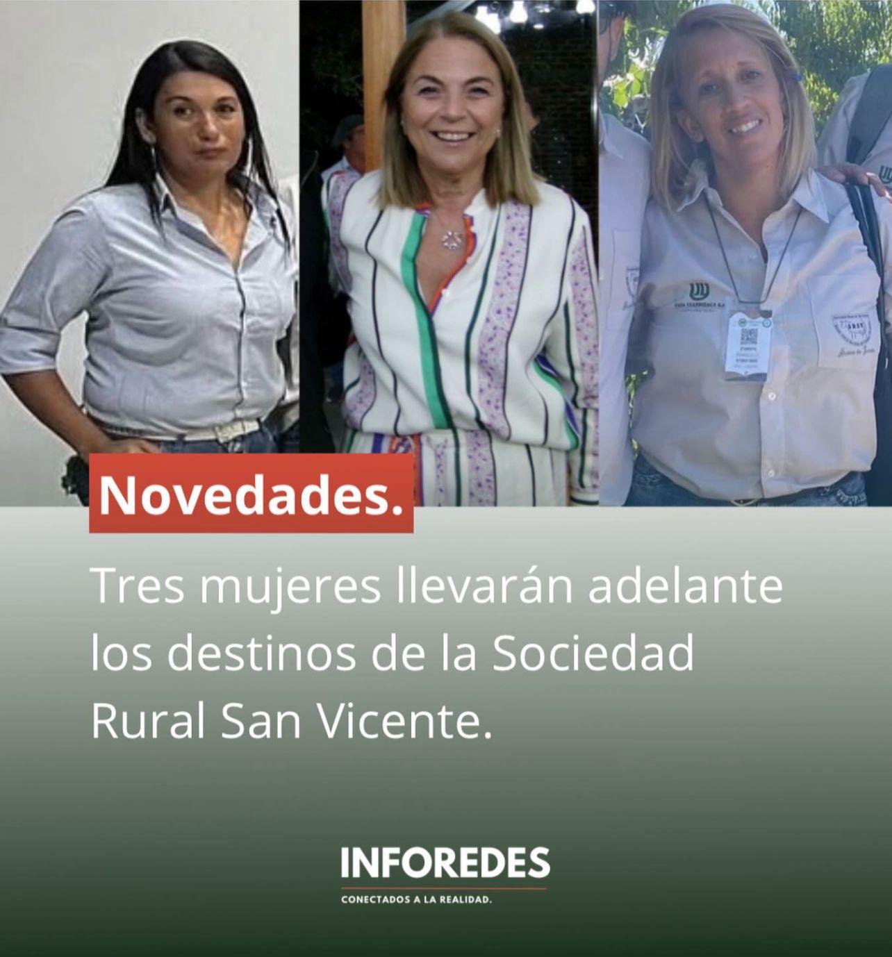 La Sociedad Rural de San Vicente será dirigida por tres mujeres en su mesa renovada