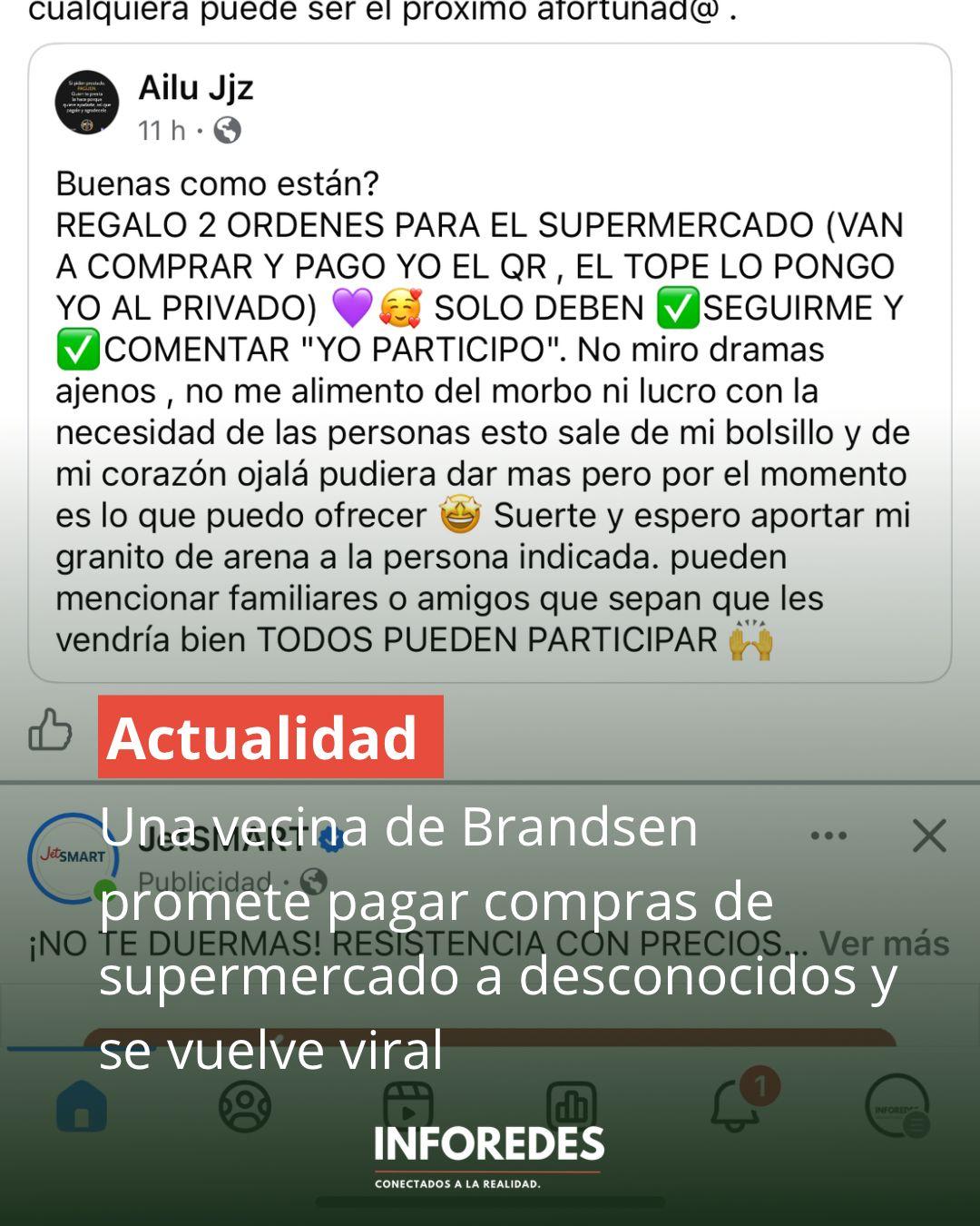 ¿Marketing o corazón? Una vecina de Brandsen promete pagar compras de supermercado a desconocidos y se vuelve viral