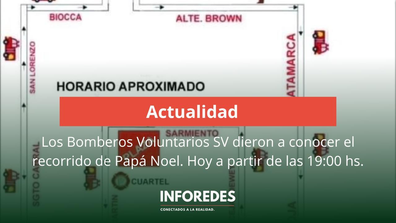 Papá Noel recorre San Vicente junto a los Bomberos Voluntarios