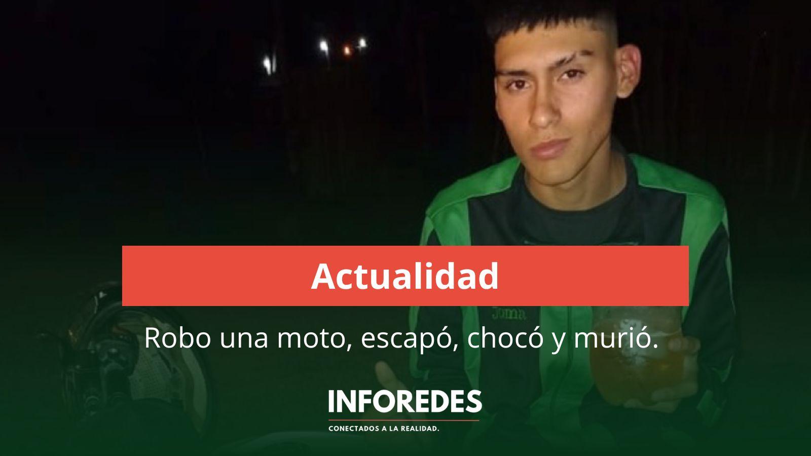Robo una moto, escapo, choco y murio.