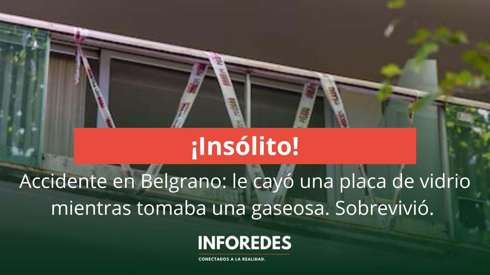 Brutal accidente en Belgrano: una placa de vidrio cayó sobre un hombre que tomaba una gaseosa en una cafetería
