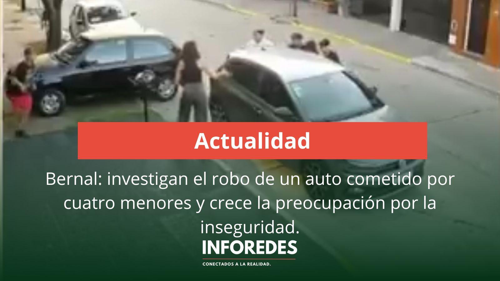 Bernal: investigan el robo de un auto cometido por cuatro menores y crece la preocupación por la inseguridad