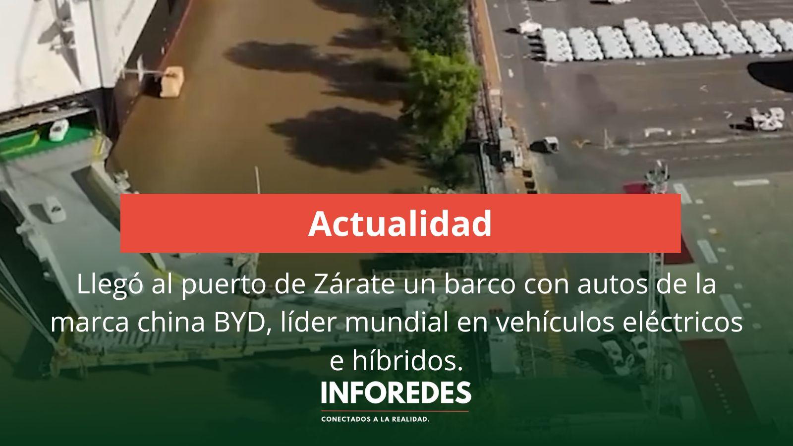 Llegó al puerto de Zárate un barco con autos chinos de la marca BYD