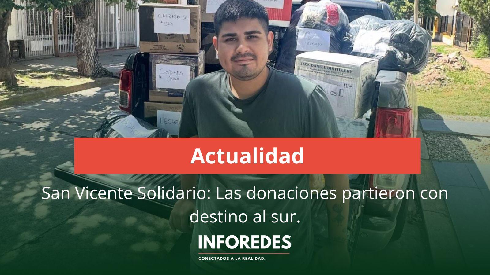 Las donaciones de San Vicente partieron con destino al sur; Fer Llorente lo mostró de esta manera.