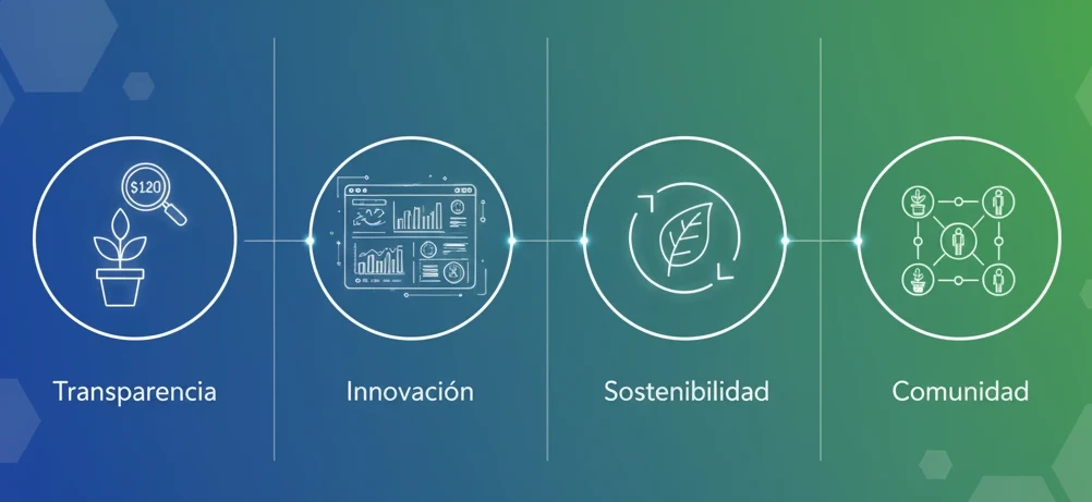 Nuestros valores: transparencia, innovación y sostenibilidad en el mercado de plantas