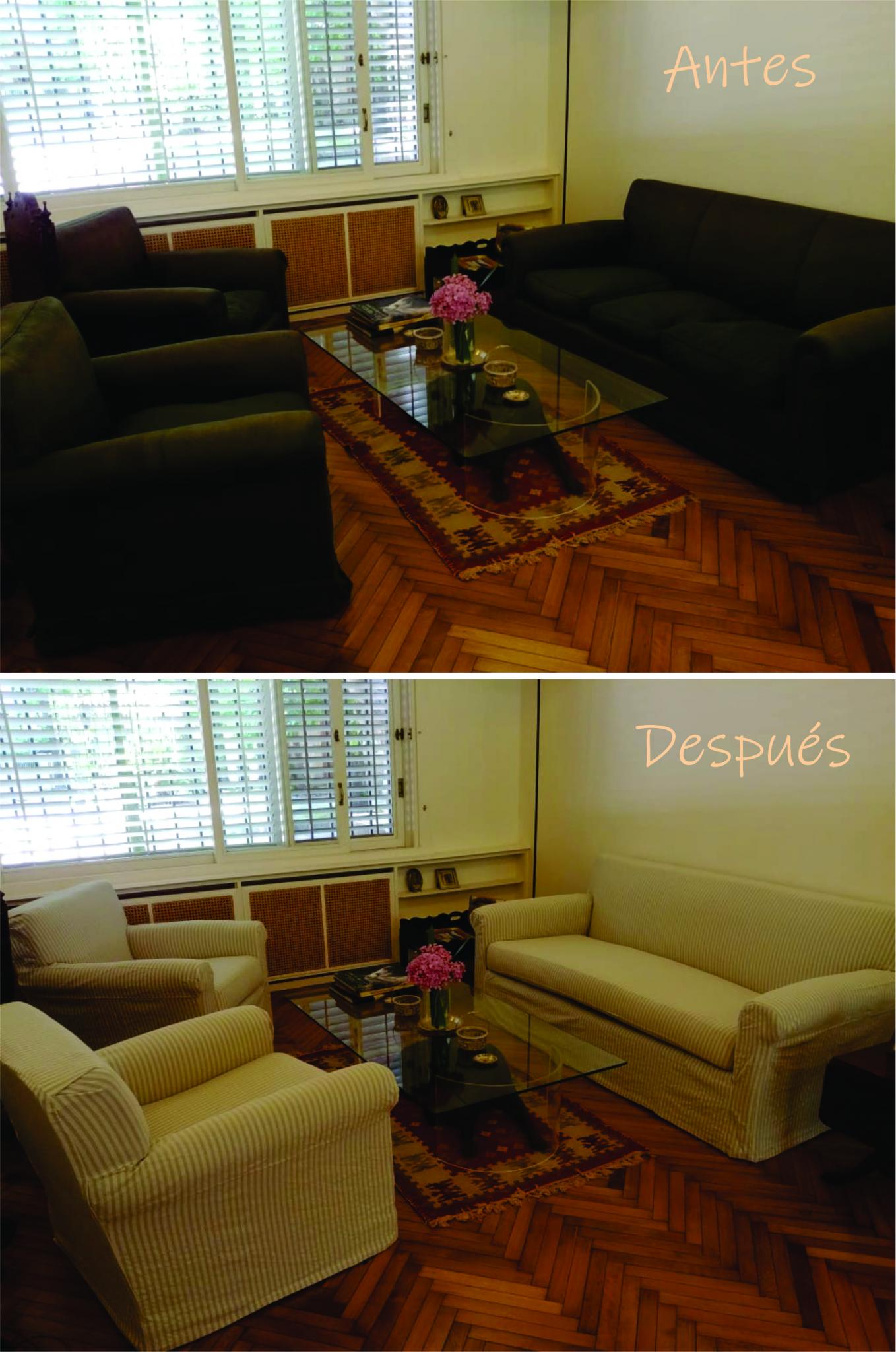 Funda para sillon de 2 cuerpos realizada en tela Tusor beige