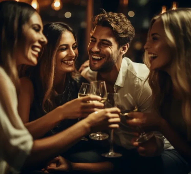 vecteezygroup-of-friends-enjoying-wine-at-night-at-a-party-ai32734670.webp