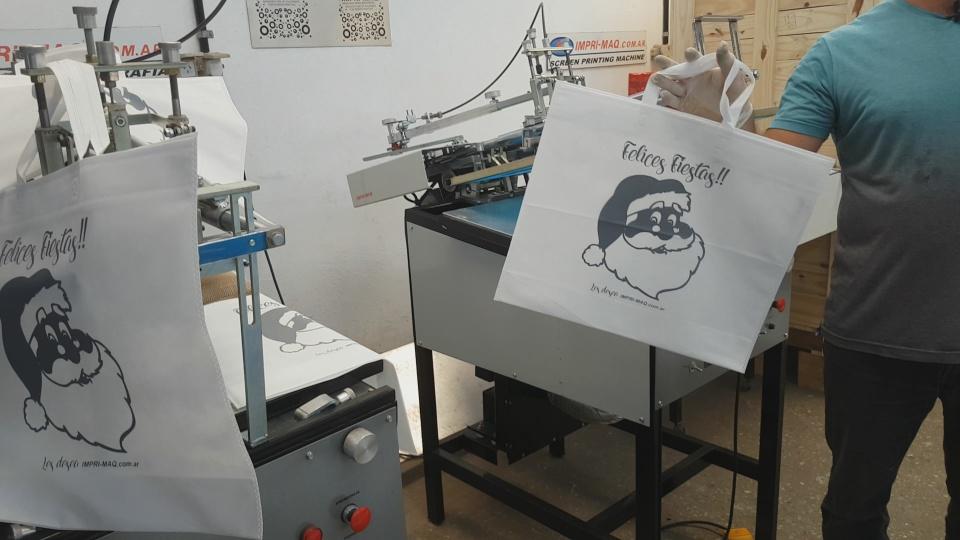 maquina para serigrafia para impresion de bolsas ecologicas a 3 tres colores
