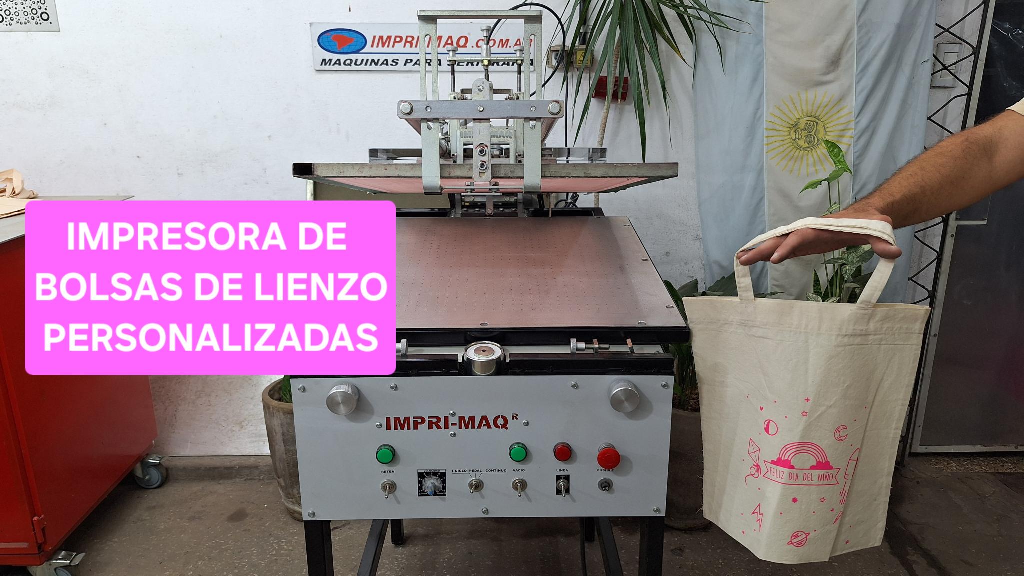 maquina de serigrafia para bolsas de lienzo reutilizables impri-maq 