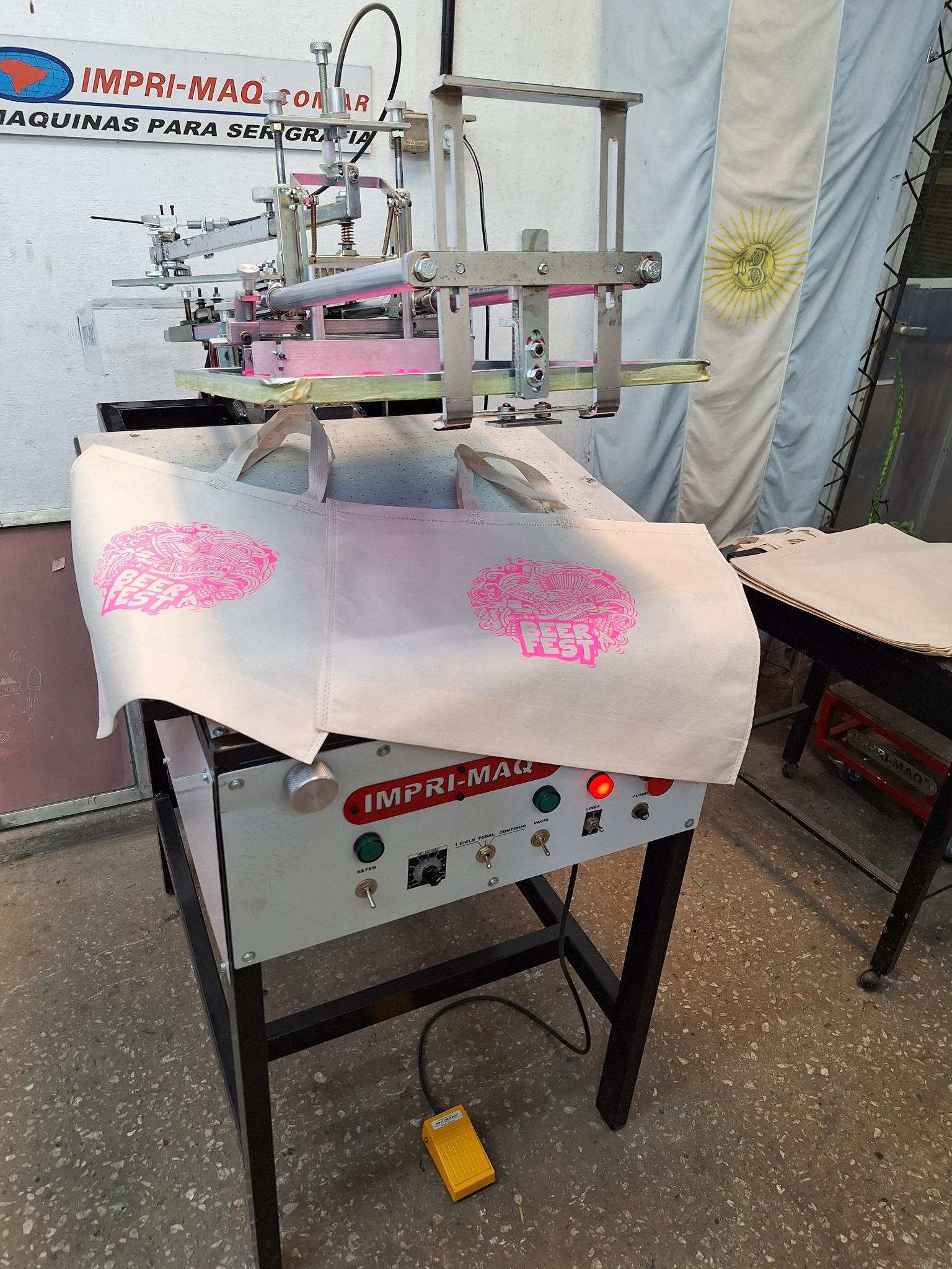 maquina de serigrafia para bolsas para barbijos armados